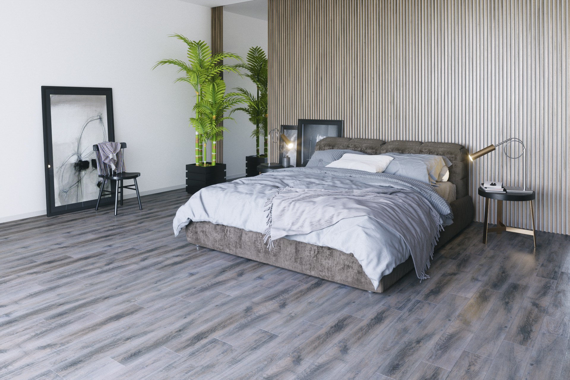 Кварцвиниловый SPC ламинат Fargo Comfort Дуб Дакота 366-1 1220×180×4 фото в интерьере